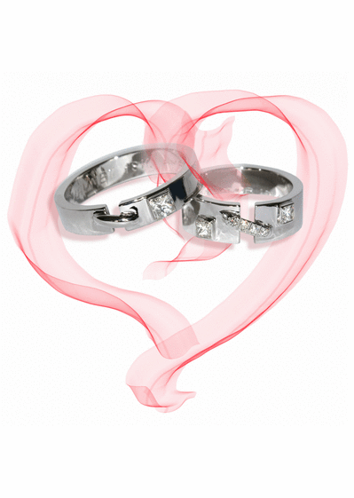 Bagues et voile en coeur